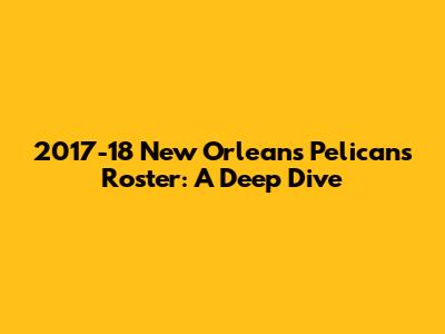 2017-18 New Orleans Pelicans Roster: A Deep Dive
