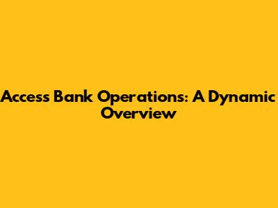 Access Bank Operations: A Dynamic Overview