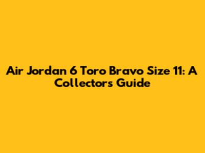 Air Jordan 6 Toro Bravo Size 11: A Collector's Guide