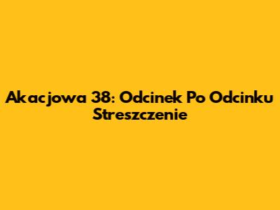 Akacjowa 38: Odcinek Po Odcinku Streszczenie