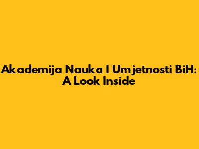 Akademija Nauka I Umjetnosti BiH: A Look Inside