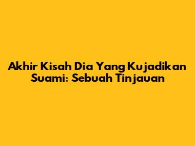 Akhir Kisah Dia Yang Kujadikan Suami: Sebuah Tinjauan