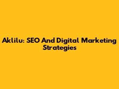 Aklilu: SEO And Digital Marketing Strategies