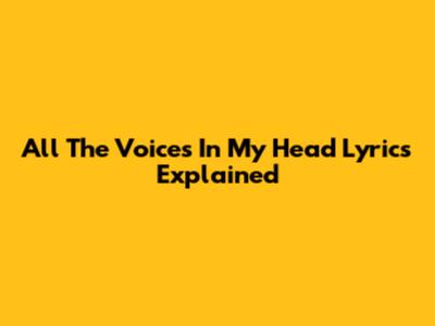 All The Voices In My Head Lyrics Explained