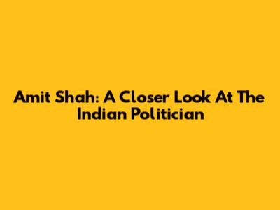 Amit Shah: A Closer Look At The Indian Politician