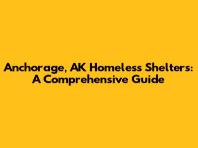 Anchorage, AK Homeless Shelters: A Comprehensive Guide