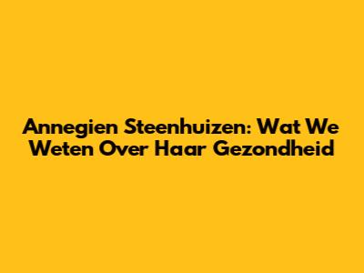 Annegien Steenhuizen: Wat We Weten Over Haar Gezondheid