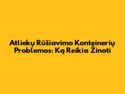 Atliekų Rūšiavimo Konteinerių Problemos: Ką Reikia Žinoti