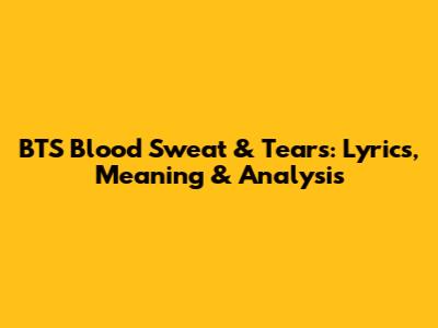 BTS Blood Sweat & Tears: Lyrics, Meaning & Analysis