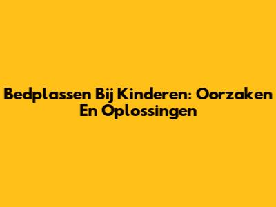 Bedplassen Bij Kinderen: Oorzaken En Oplossingen