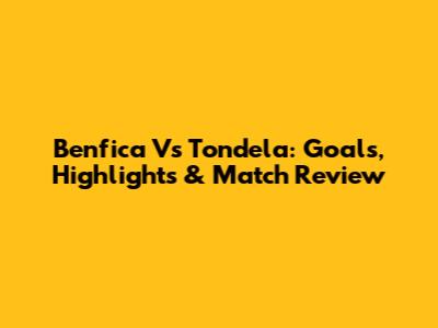Benfica Vs Tondela: Goals, Highlights & Match Review