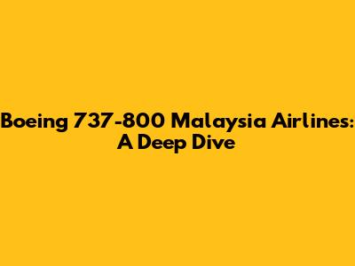 Boeing 737-800 Malaysia Airlines: A Deep Dive