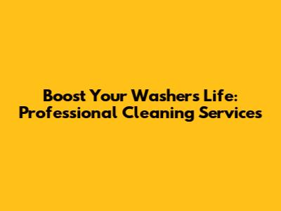 Boost Your Washer's Life: Professional Cleaning Services