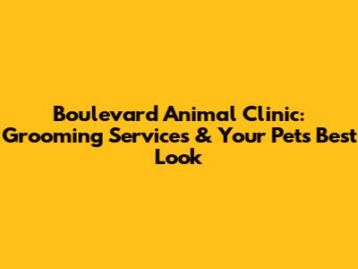 Boulevard Animal Clinic: Grooming Services & Your Pet's Best Look