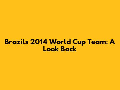 Brazil's 2014 World Cup Team: A Look Back