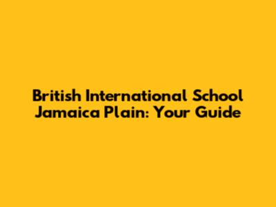 British International School Jamaica Plain: Your Guide