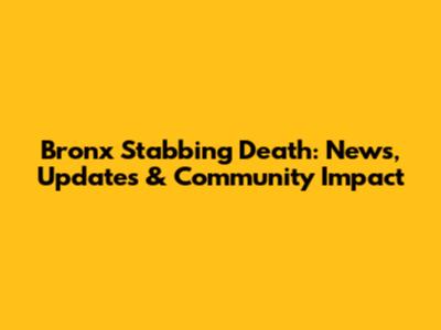 Bronx Stabbing Death: News, Updates & Community Impact