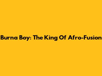 Burna Boy: The King Of Afro-Fusion