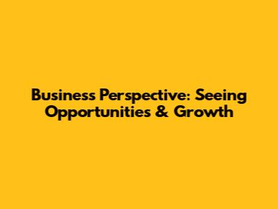 Business Perspective: Seeing Opportunities & Growth