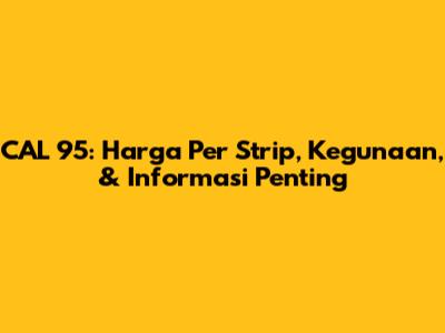 CAL 95: Harga Per Strip, Kegunaan, & Informasi Penting