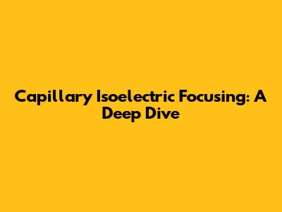 Capillary Isoelectric Focusing: A Deep Dive
