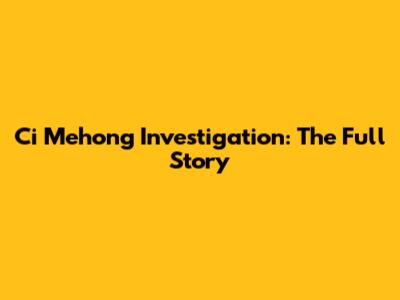 Ci Mehong Investigation: The Full Story