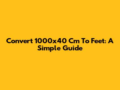 Convert 1000x40 Cm To Feet: A Simple Guide