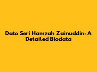 Dato Seri Hamzah Zainuddin: A Detailed Biodata