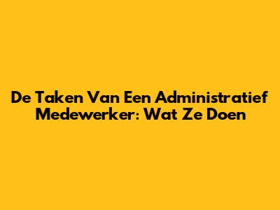 De Taken Van Een Administratief Medewerker: Wat Ze Doen