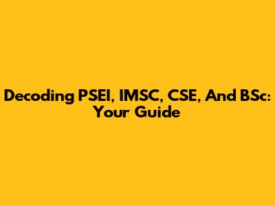 Decoding PSEI, IMSC, CSE, And BSc: Your Guide