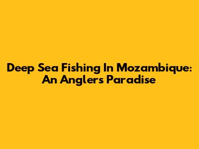 Deep Sea Fishing In Mozambique: An Angler's Paradise