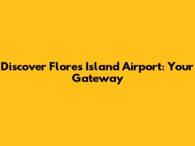 Discover Flores Island Airport: Your Gateway