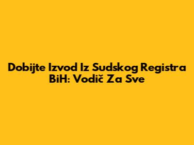 Dobijte Izvod Iz Sudskog Registra BiH: Vodič Za Sve