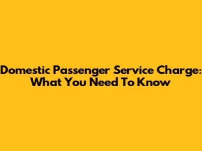 Domestic Passenger Service Charge: What You Need To Know