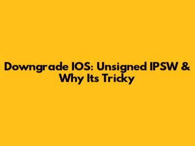 Downgrade IOS: Unsigned IPSW & Why It's Tricky