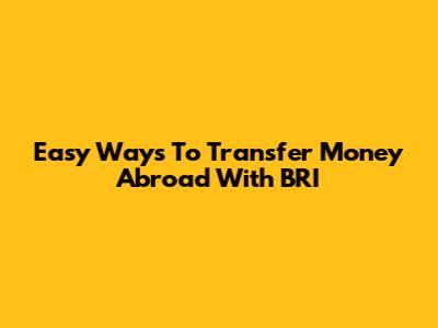 Easy Ways To Transfer Money Abroad With BRI