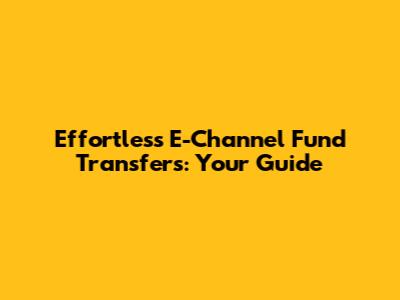 Effortless E-Channel Fund Transfers: Your Guide