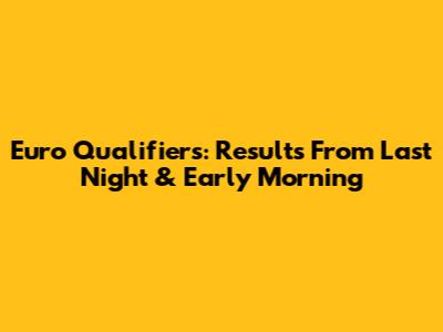 Euro Qualifiers: Results From Last Night & Early Morning