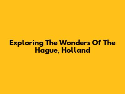 Exploring The Wonders Of The Hague, Holland