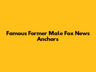 Famous Former Male Fox News Anchors