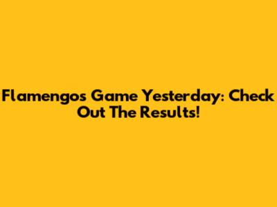Flamengo's Game Yesterday: Check Out The Results!