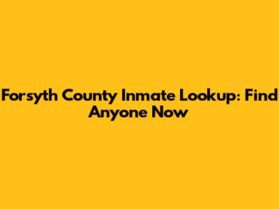 Forsyth County Inmate Lookup: Find Anyone Now