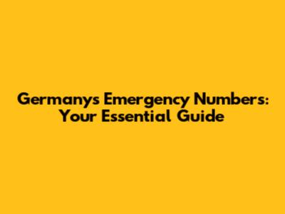 Germany's Emergency Numbers: Your Essential Guide