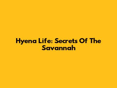 Hyena Life: Secrets Of The Savannah