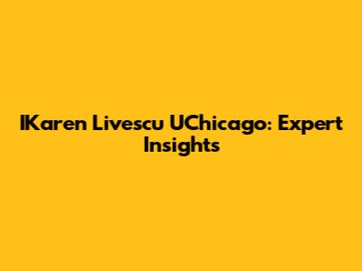 IKaren Livescu UChicago: Expert Insights