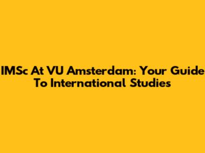 IMSc At VU Amsterdam: Your Guide To International Studies