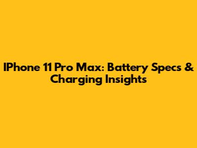 IPhone 11 Pro Max: Battery Specs & Charging Insights
