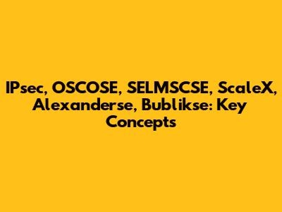IPsec, OSCOSE, SELMSCSE, ScaleX, Alexanderse, Bublikse: Key Concepts