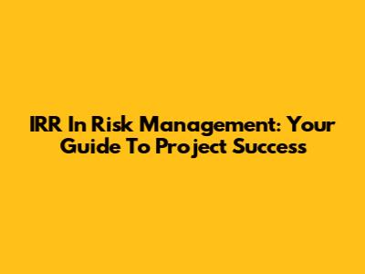 IRR In Risk Management: Your Guide To Project Success
