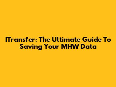 ITransfer: The Ultimate Guide To Saving Your MHW Data